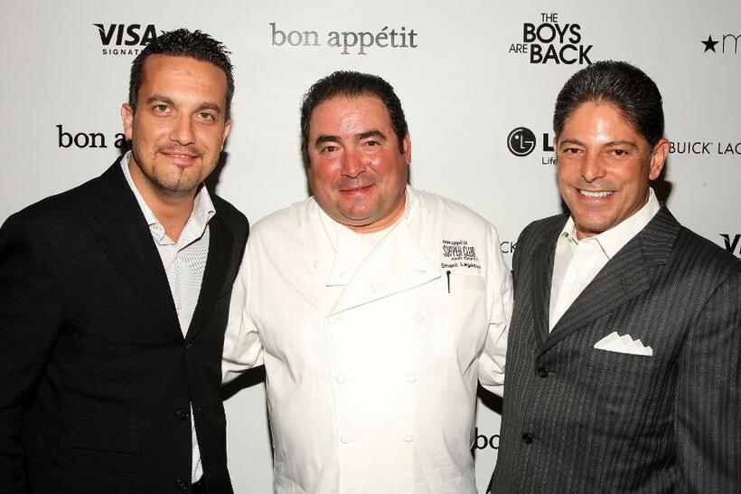 Fabio Viviani, Emeril Lagasse and Bill Terlato at the premiere of "The Boys are Back."
