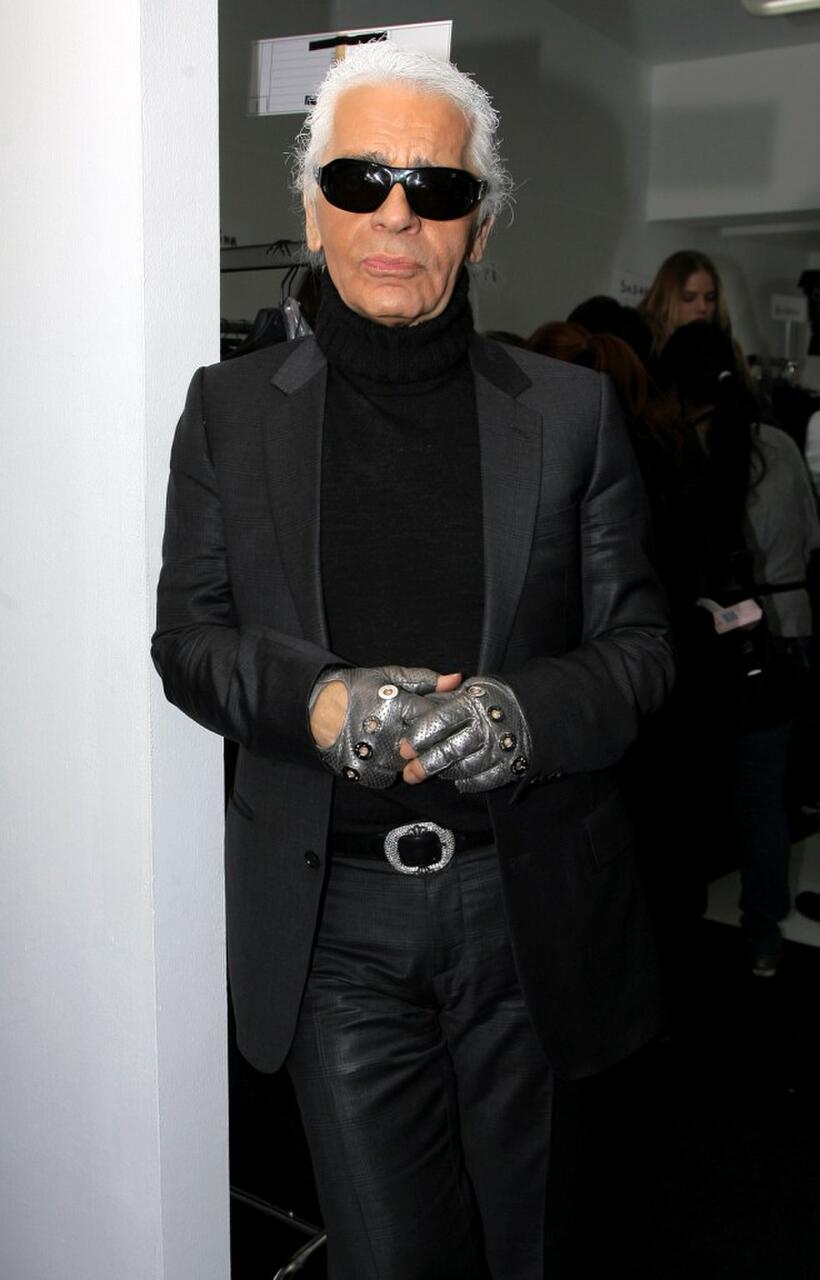 Karl Lagerfeld at the Fendi fashion show during the Milan ready-to-wear womenswear collections Autumn/Winter 2007.