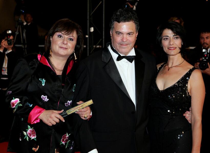 Hanna Laslo, Director Amos Gitai and Hiam Abbass at the screening of "Free Zone."