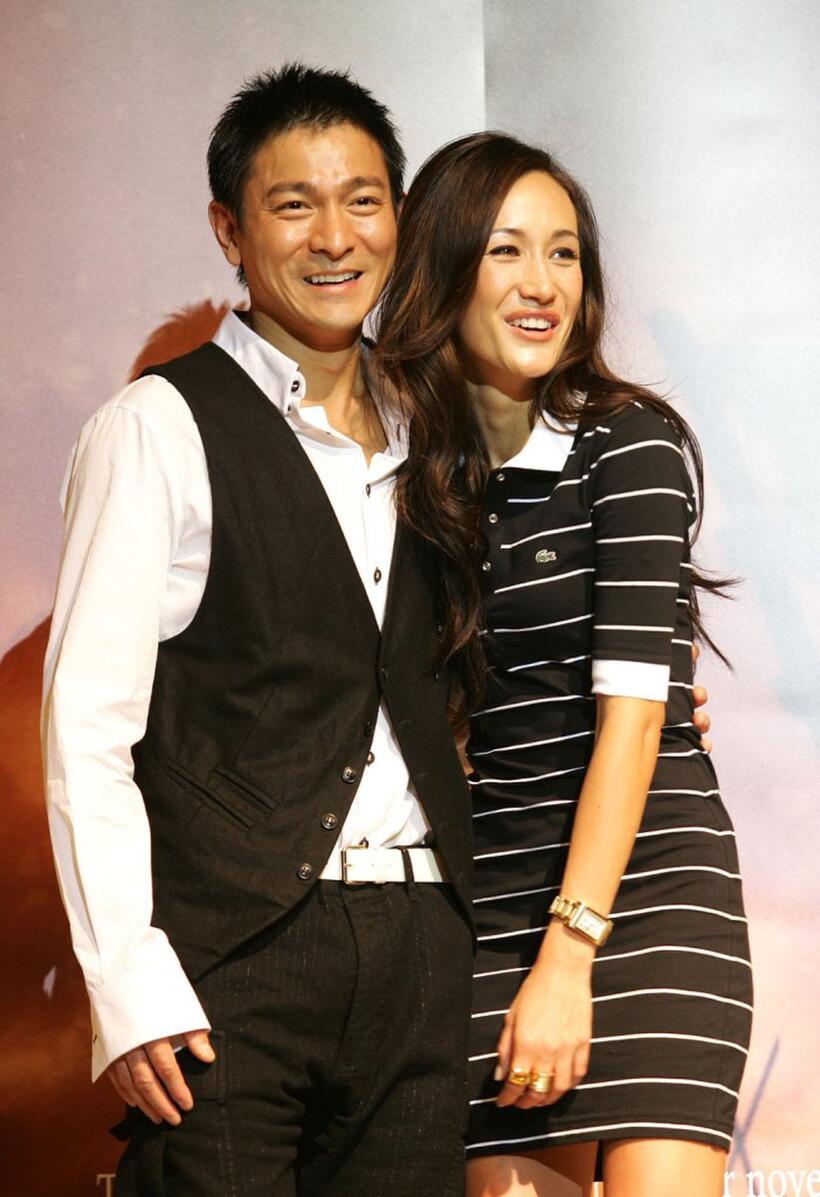 Andy Lau and Maggie Quigley at the news conference to promote "Three Kingdoms: Resurrection of the Dragon" at the Pusan International Film Festival.