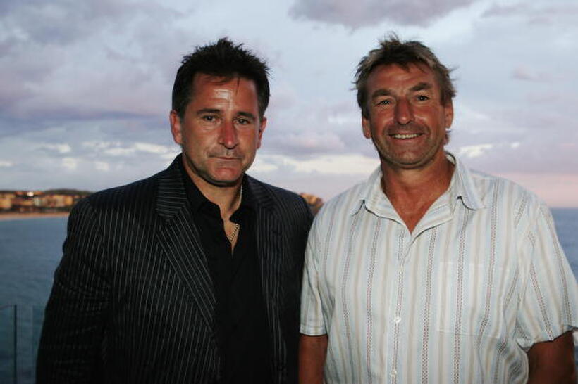 Anthony LaPaglia and John Cosmina at the launch for the Flickerfest Short Film Festival at Icebergs.