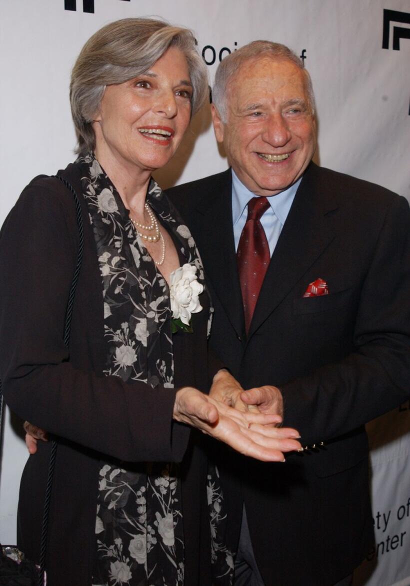 Anne Bancroft and Mel Brooks at the backstage before "Springtime for Mel Brooks: Musical Moments from His Movies" presented by the Film Society of Lincoln Center.