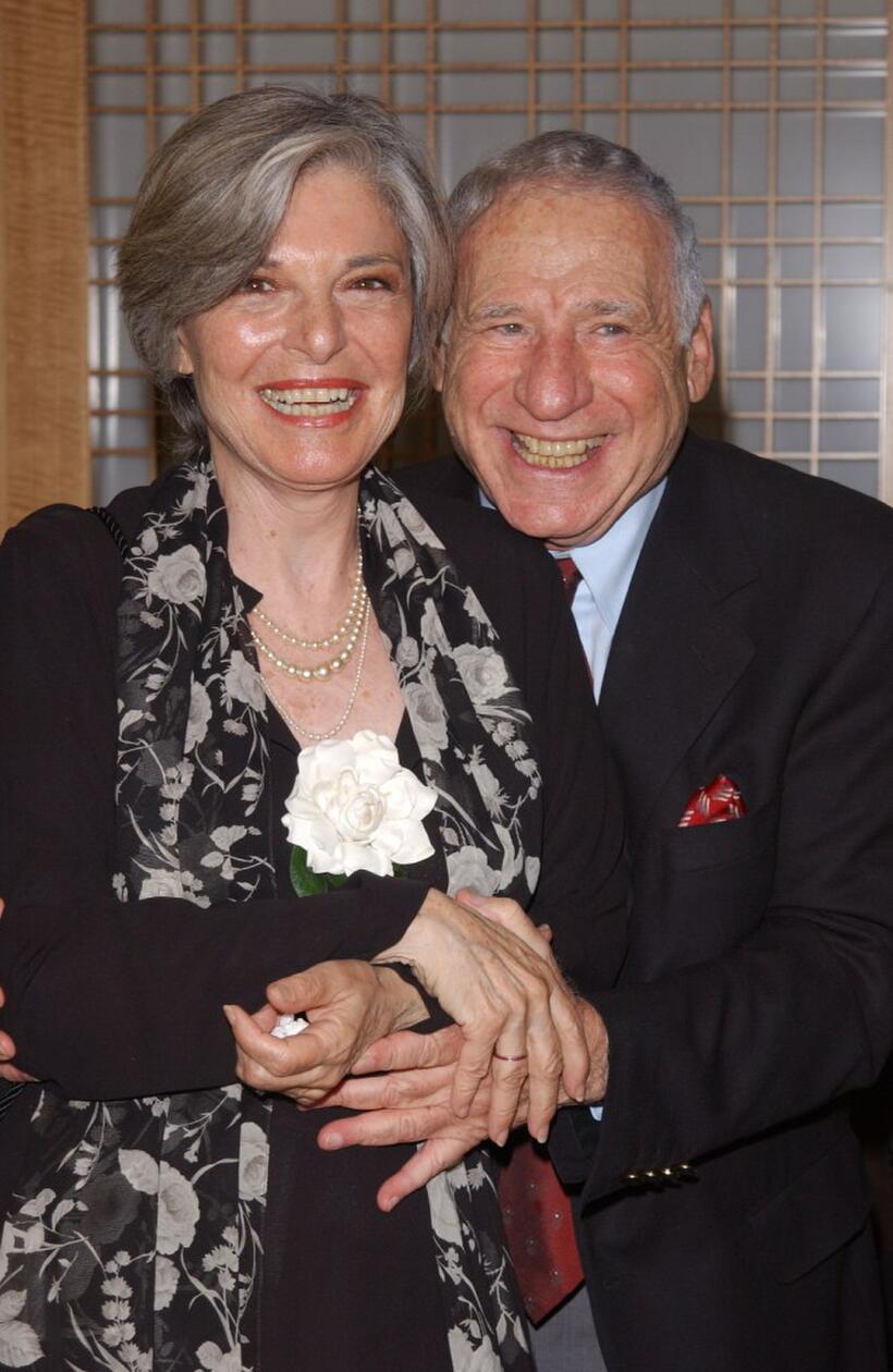 Anne Bancroft and Mel Brooks at the backstage before "Springtime for Mel Brooks: Musical Moments from His Movies" presented by the Film Society of Lincoln Center.