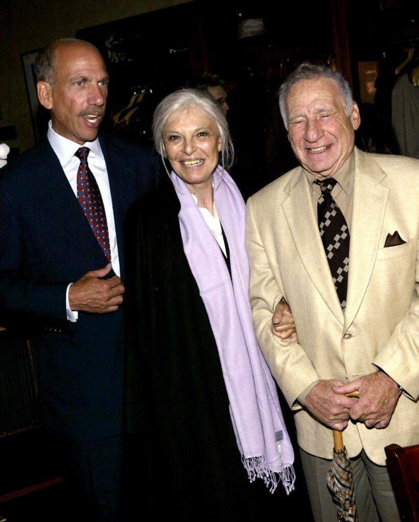 Anne Bancroft, her husband Mel Brooks and Robert Sillerman at the opening night party for "Squeeze Box".