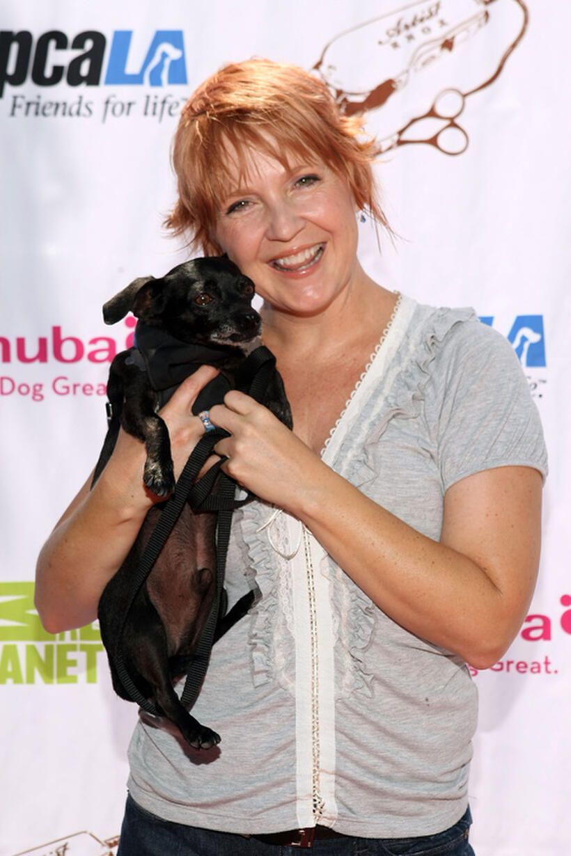 Carolyn Lawrence at the opening party of Artist Knox Luxury Grooming Pet Salon.