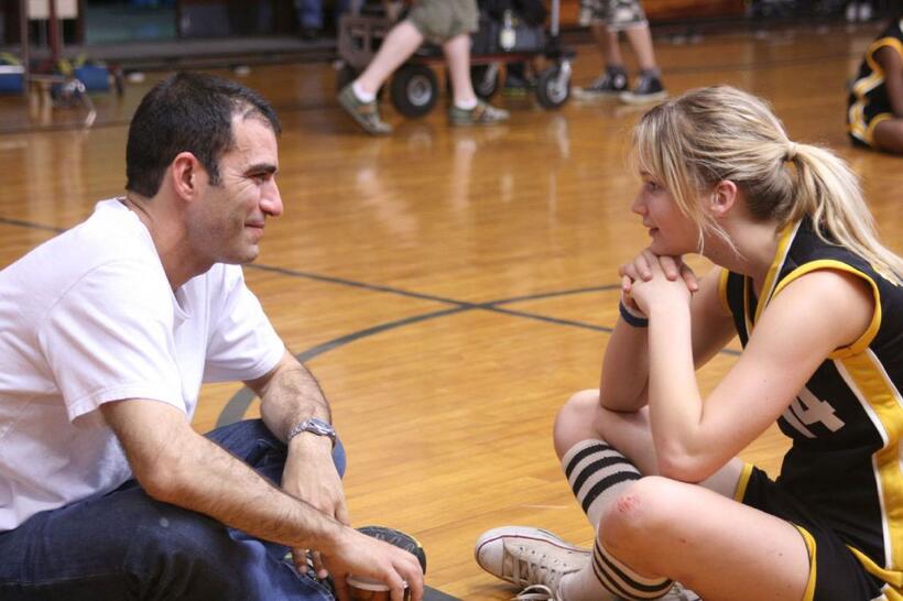 Producer Peter Quartaroli and Jennifer Lawrence on the set of "The Poker House."