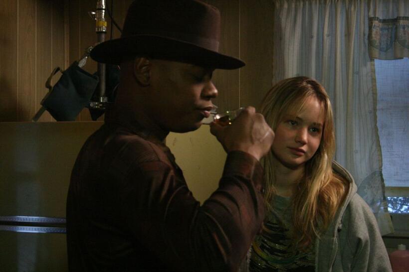 Bokeem Woodbine and Jennifer Lawrence in "The Poker House."