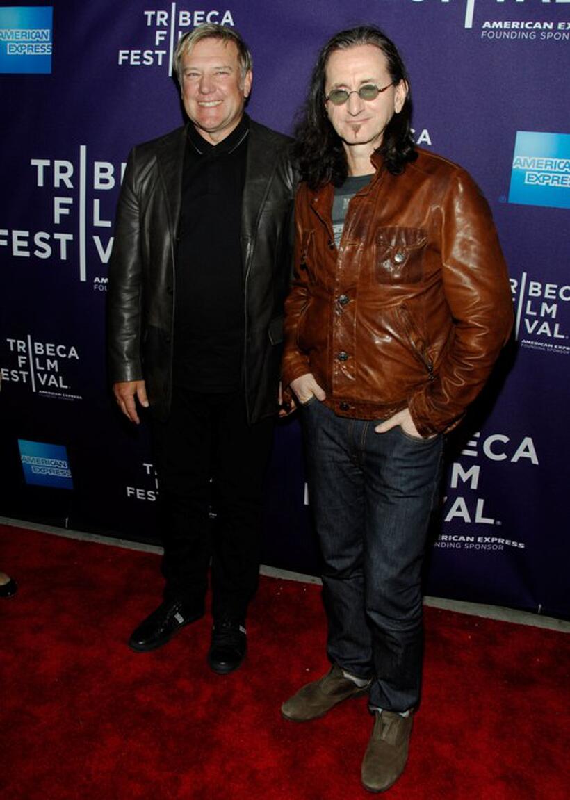 Alex Lifeson and Geddy Lee at the premiere of "RUSH: Beyond The Lighted Stage" during the 2010 Tribeca Film Festival.