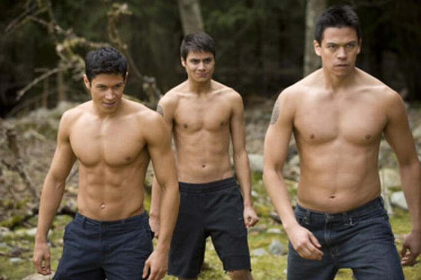 Alex Meraz as Paul, Kiowa Gordon as Embry Call and Chaske Spencer as Sam Uley in "The Twilight Saga: New Moon." 
