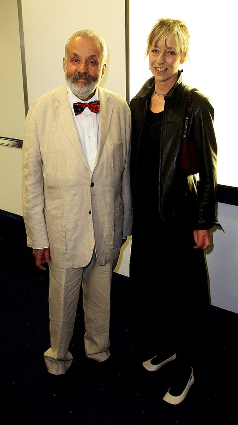 Mike Leigh and Charlotte Holdich at the UK premiere of "Happy-Go-Lucky."