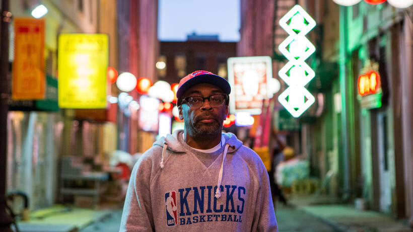 Director Spike Lee on the set of "Oldboy."