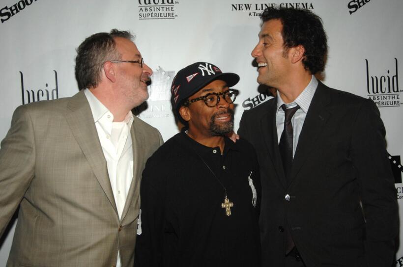 Spike Lee, Michael Davis and Clive Owen at the Regal in Union Square for the premiere of "Shoot Em Up".