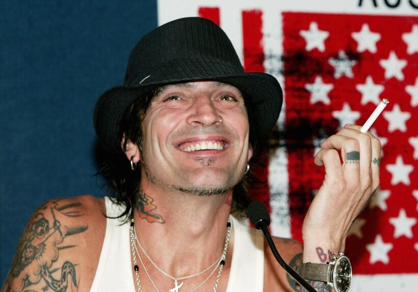 Tommy Lee at the press conference to promote their Australian tour.