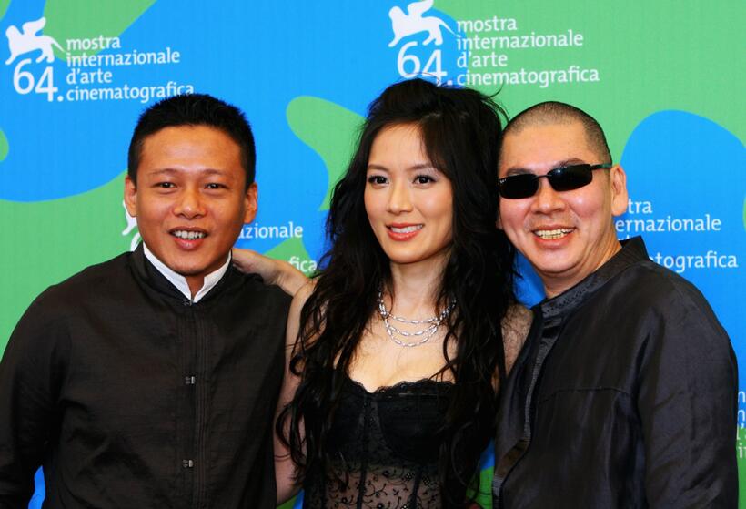 Lee Kang-Sheng, Yin Shin and Tsai Ming-Liang at the 64th Venice Film Festival.