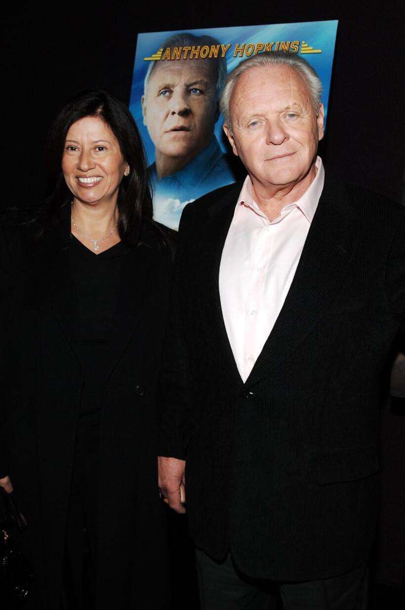 Stella Arroyave and her husband Anthony Hopkins at the screening of "The World's Fastest Indian."
