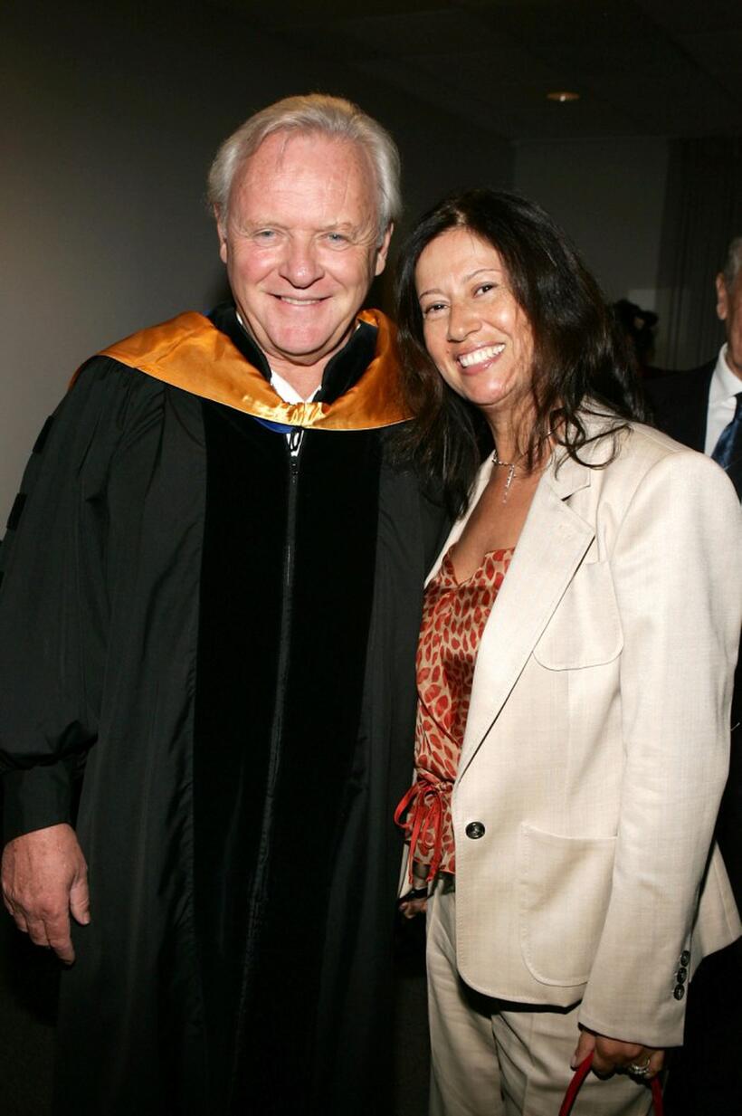 Sir Anthony Hopkins and his wife Stella Arroyave at the UCLA's School of Theater, Film And Television Commencement Ceremony.