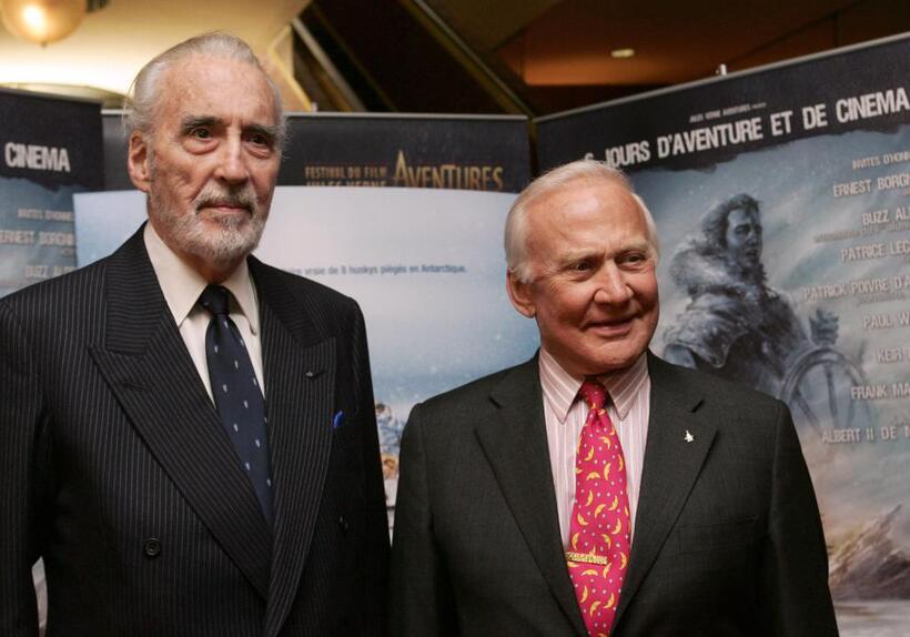 Christopher Lee and Buzz Aldrin at the Jules Verne Film Festival.