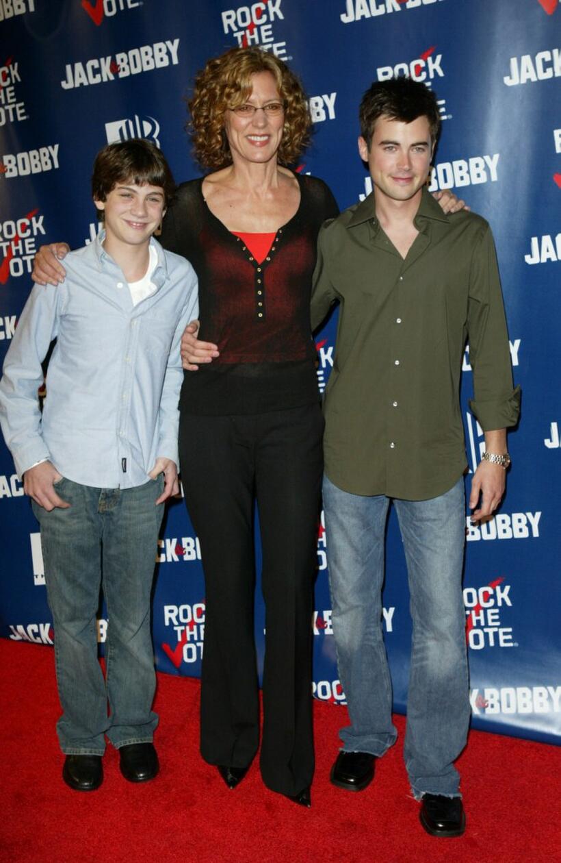 Logan Lerman, Christine Lahti and Matt Long at the WB Rock The Vote event.