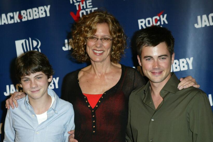 Logan Lerman, Christine Lahti and Matt Long at the WB Rock The Vote event.
