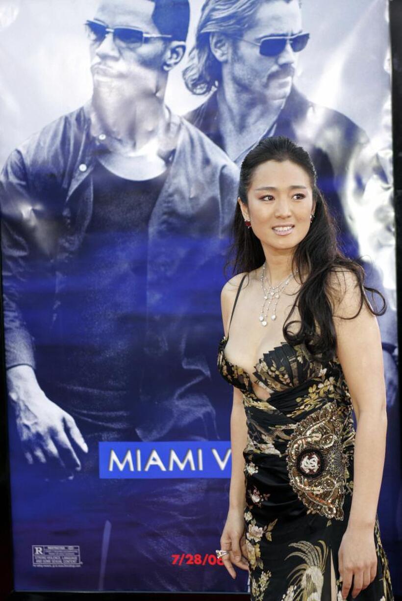 Gong Li at the premiere of the action film "Miami Vice".