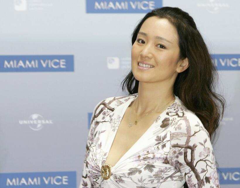 Gong Li at the promotion of the action film "Miami Vice".