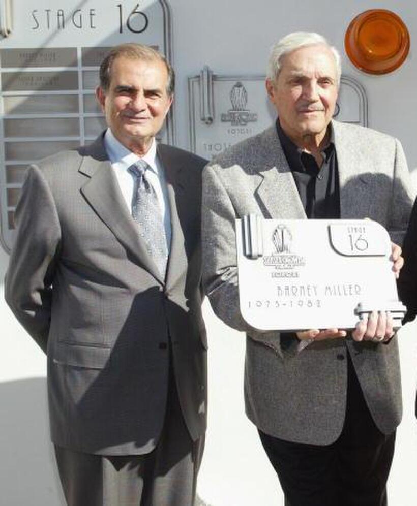 Bob Papazian and Hal Linden at the "Barney Miller" television show reunion.