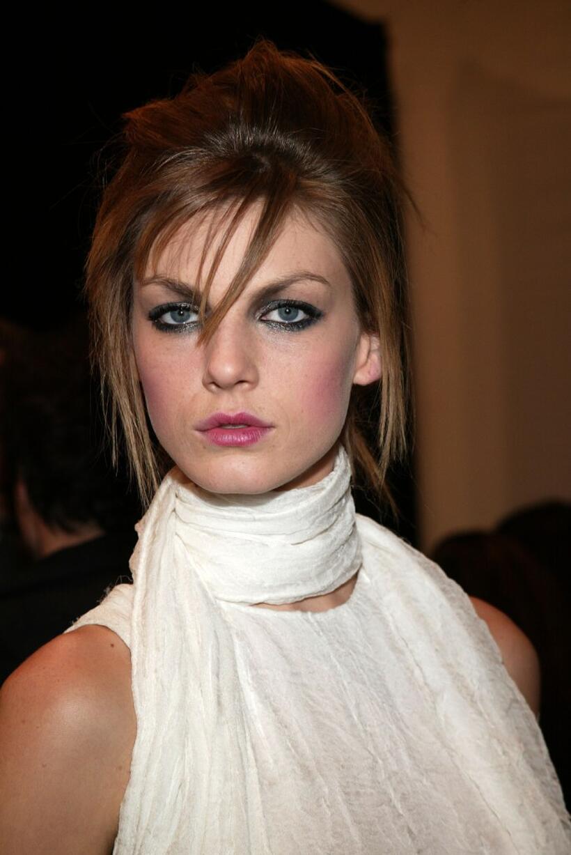 Angela Lindvall at the Zac Posen fashion show during the Olympus Fashion Week.