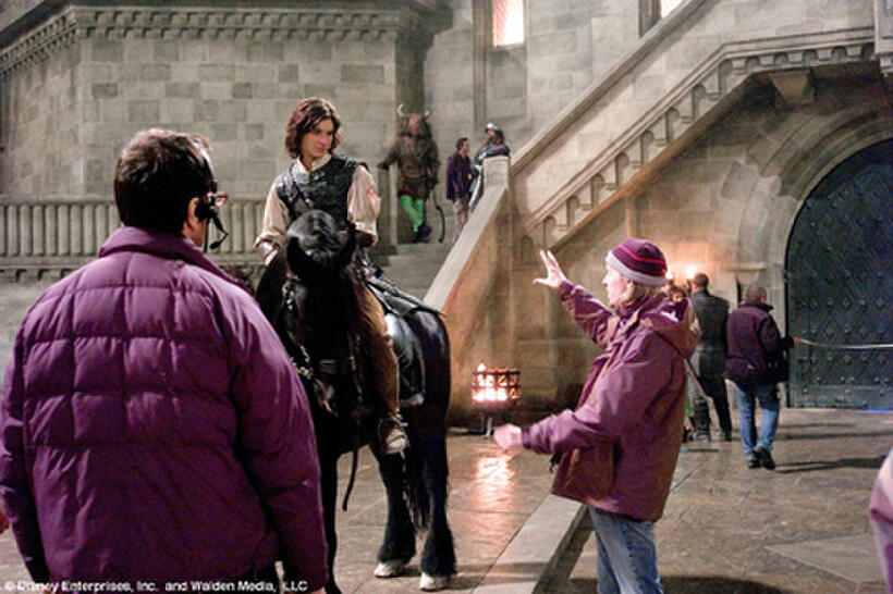 K.C. Hodenfield, Ben Barnes and Andrew Adamson on the set of "The Chronicles of Narnia: Prince Caspian."