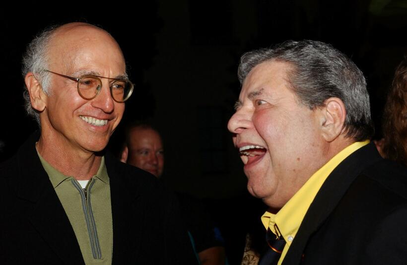 Jerry Lewis and Larry David at the California premiere of "The Nutty Professor".