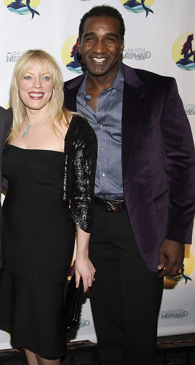 Sherie Rene Scott and Norm Lewis at the after party of the Broadway Opening Night of "The Little Mermaid" in New York.