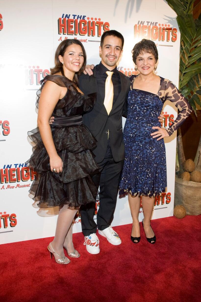 Vanessa Napal, Lin-Manuel Miranda and Priscilla Lopez at the after party of the opening night of "In The Heights."