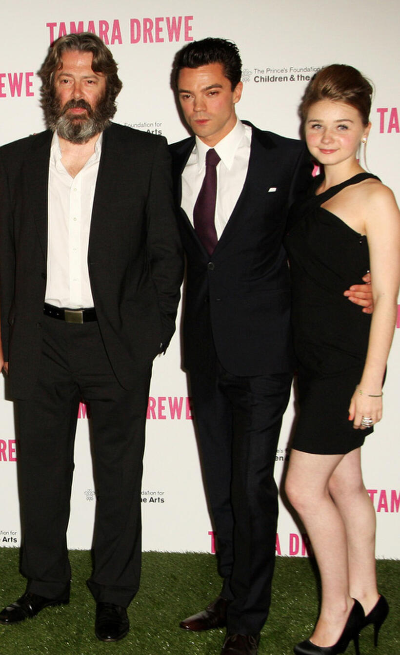 Roger Allam, Domonic Cooper and Jessica Barden at the England premiere of "Tamara Drewe."