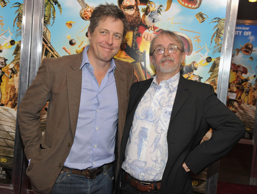 Hugh Grant and Peter Lord at the UK premiere of "The Pirates! In An Adventure With Scientists."