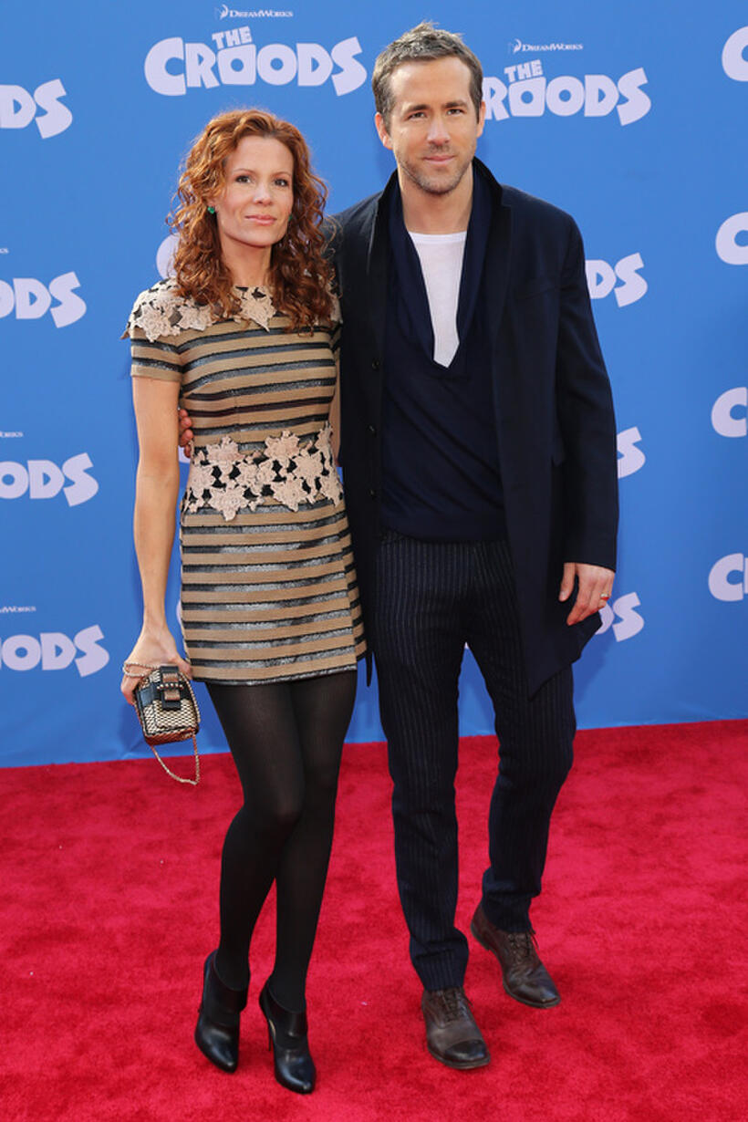 Robyn Lively and Ryan Reynolds at the New York premiere of "The Croods."