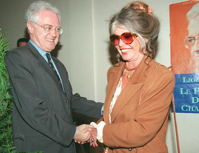 Brigitte Bardot and Lionel Jospin at his Campaign Headquarters.