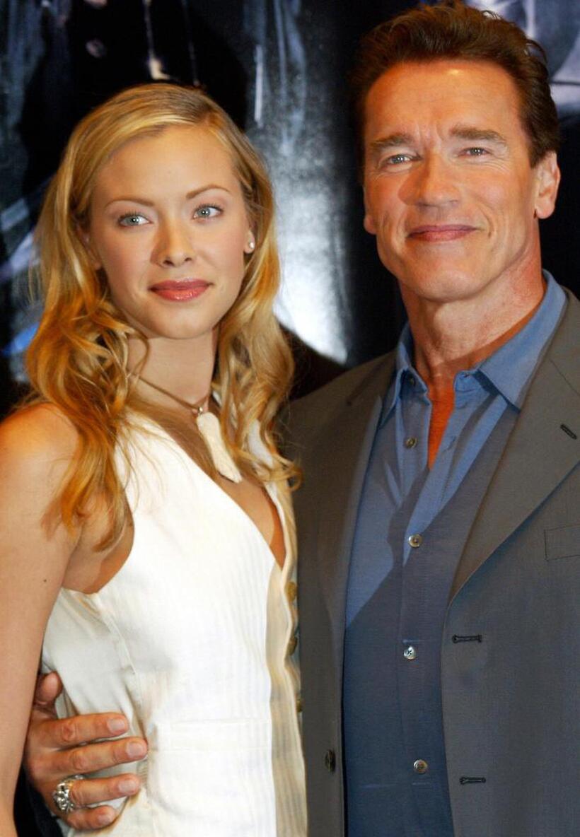 Kristanna Loken and Schwarzenegger at the photocall of "Terminator 3, Rise of the Machines."