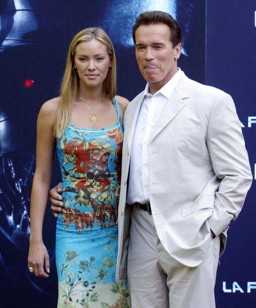 Kristana Loken and Arnold Schwarzenegger at the photocall of "Terminator 3."