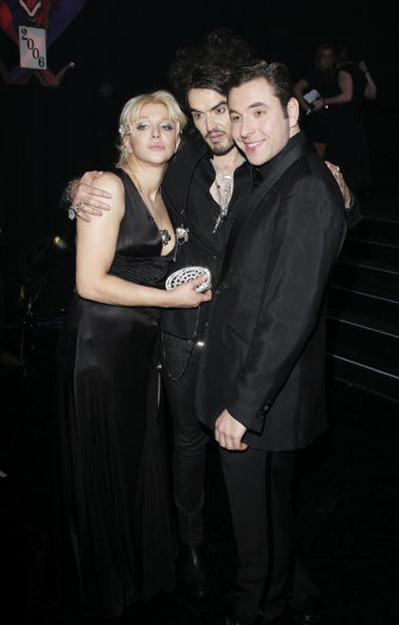 Courtney Love, Russell Brand and David Walliams at the British Comedy Awards 2006.