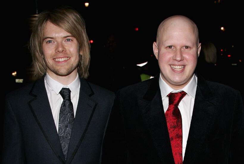 Kevin McGee and Matt Lucas at the Banqueting House after their Civil Partnership Ceremony.