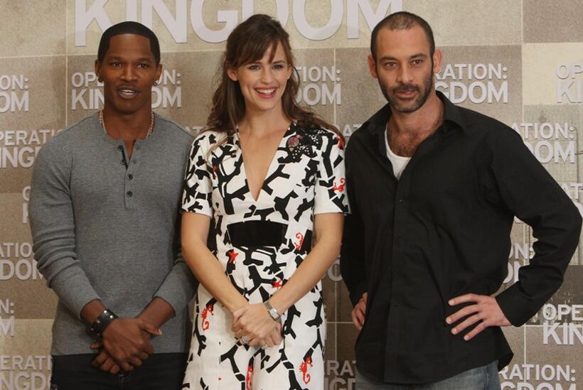 Jamie Foxx, Jennifer Garner and Ashraf Barhom at the German photocall of "The Kingdom."