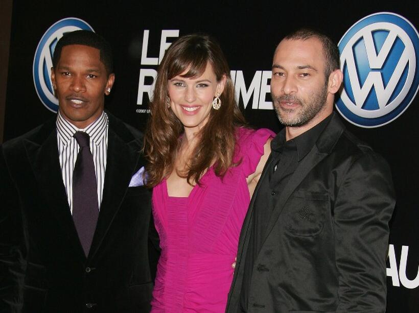 Jamie Foxx, Jennifer Garner and Ashraf Barhom at the Paris premiere of "The Kingdom."
