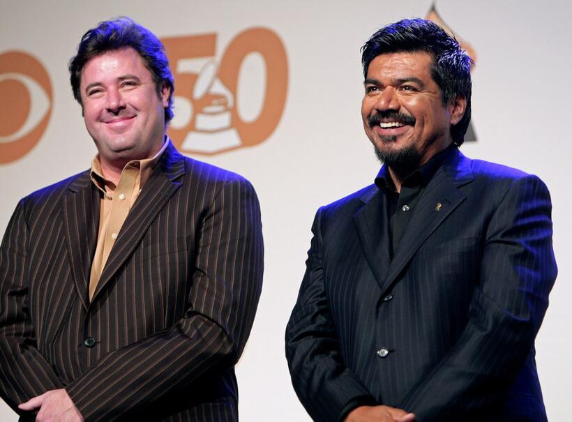 Vince Gill and George Lopez at the 50th annual Grammy Award Nominations.