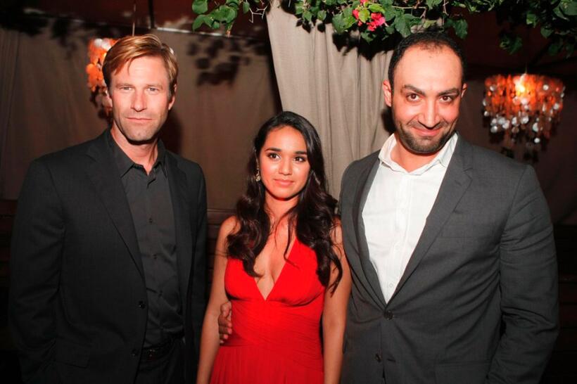 Aaron Eckhart, Summer Bishil and Peter Macdissi at the after party of the premiere of "Towelhead."