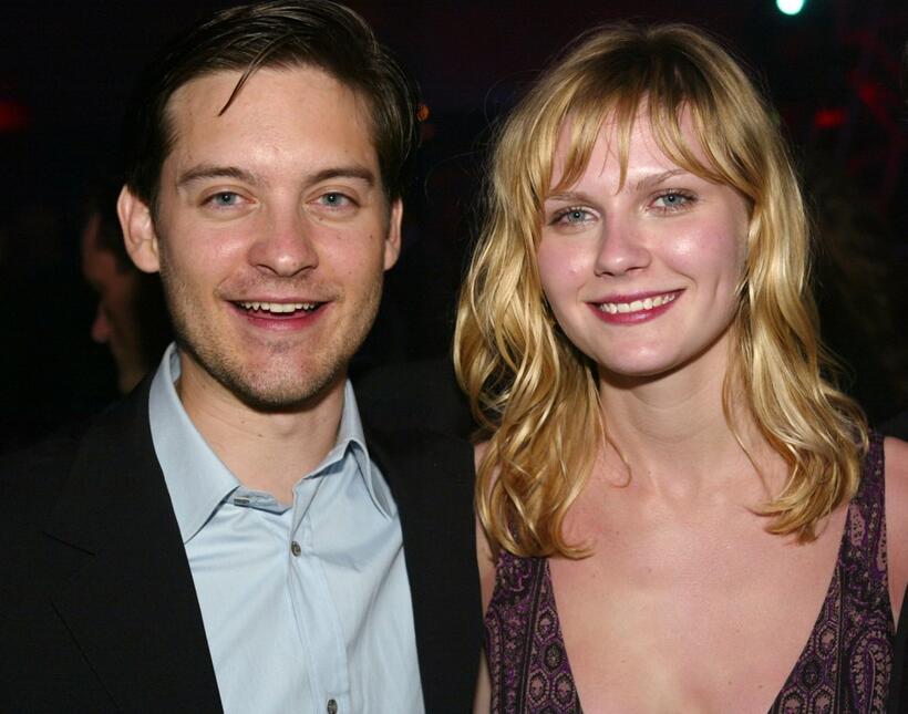 Tobey Maguire and Kirsten Dunst at the premiere of "Spider-Man".