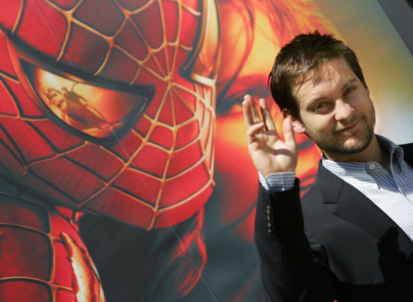Tobey Maguire at the Madrid presentation of Spiderman-2.