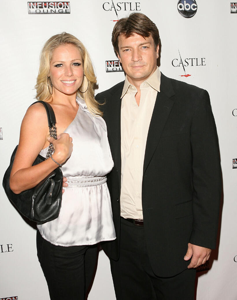 Kate Luyben and Nathan Fillion at the California premiere of "Castle" Season 3.