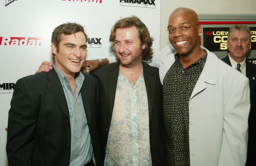 Joaquin Phoenix, director Gregor Jordan and Shiek Mahmud-Bey at the New York premiere of "Buffalo Soldiers."