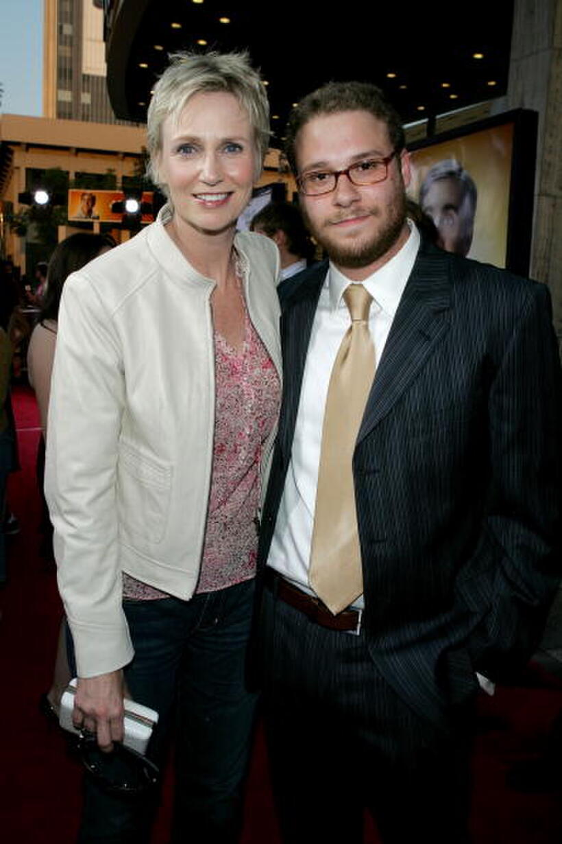 Jane Lynch and Seth Rogen at the premiere of "The 40 Year-Old Virgin."