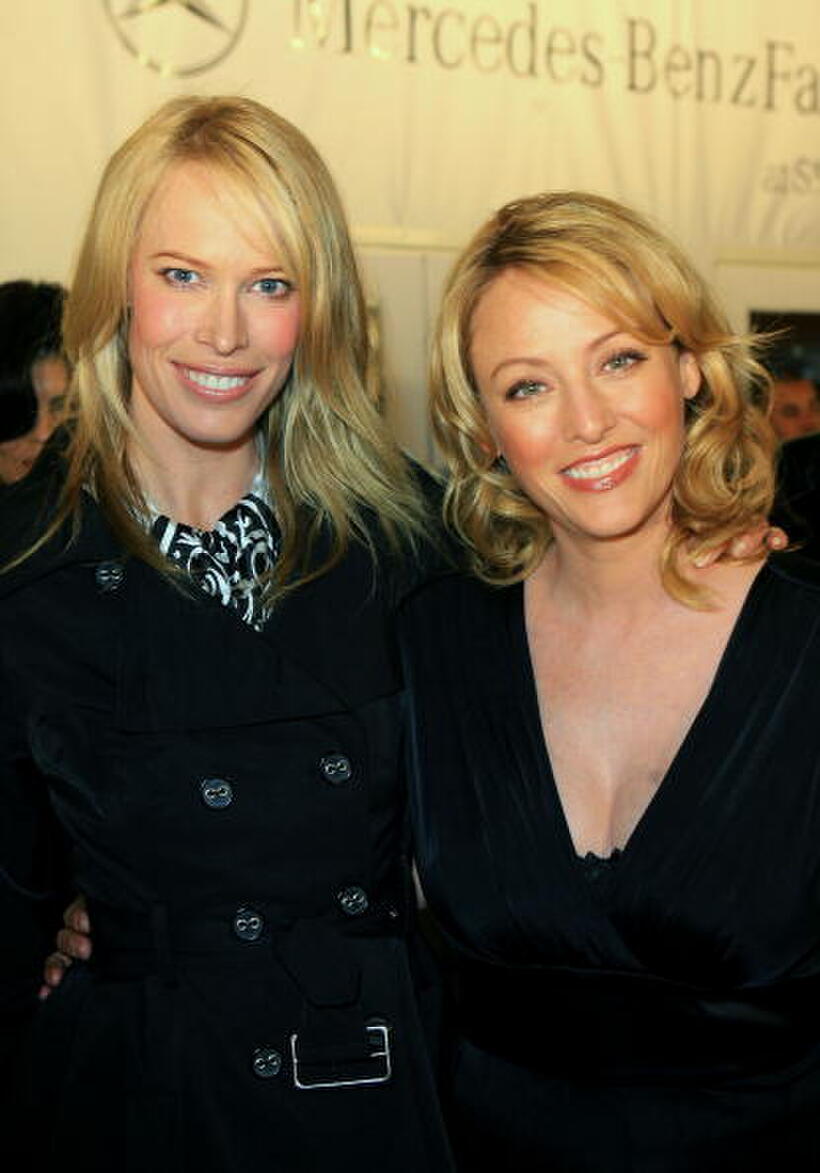 Virginia Madsen and Lesa Amoore at the Mercedes Benz Fashion Week held at Smashbox Studios.