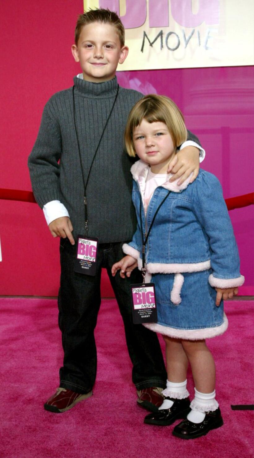 Austin Majors and his Sister at the premiere of "Piglet's Big Movie."